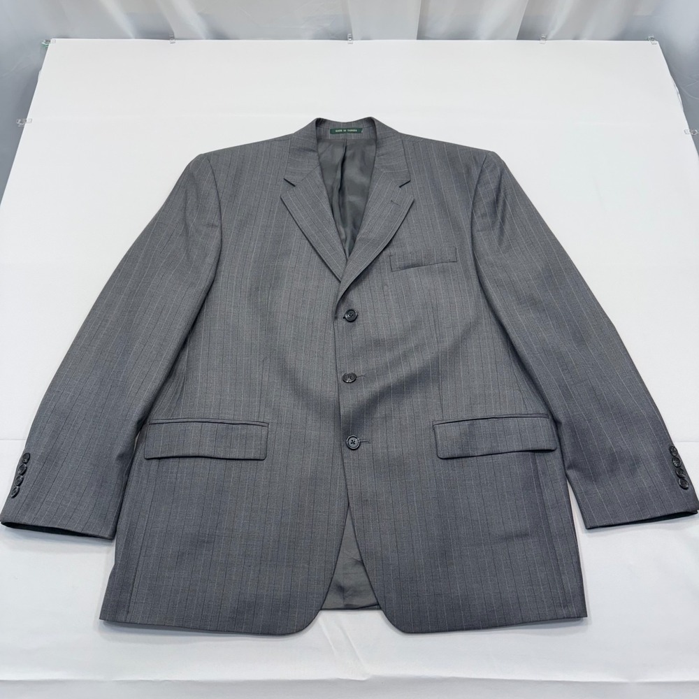 Lauren Ralph Lauren 100% Wool 3-Button Blazer Mens 44R Pinstripe Gray Sport Coat